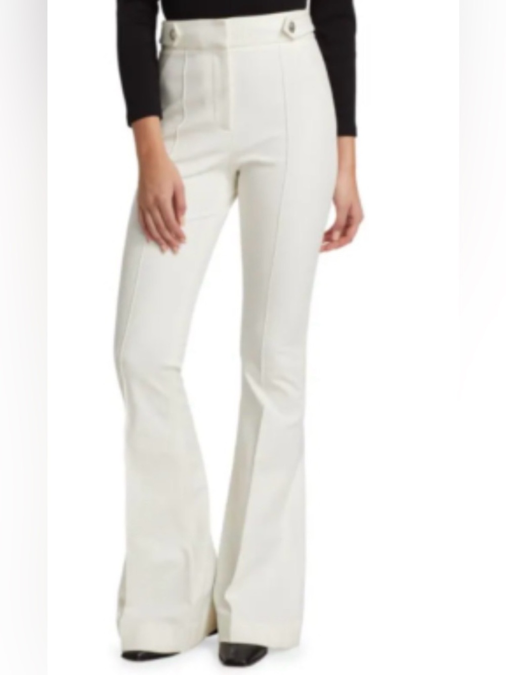 Veronica Beard White High-Rise Flare Pants